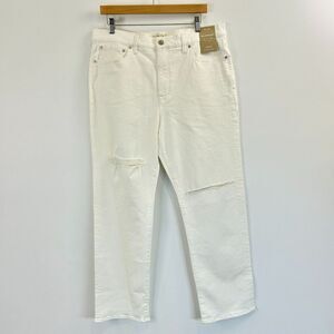Madewell Jeans Womens 32 Ripped 90s Straight Minimalist Neutral High Rise Casual